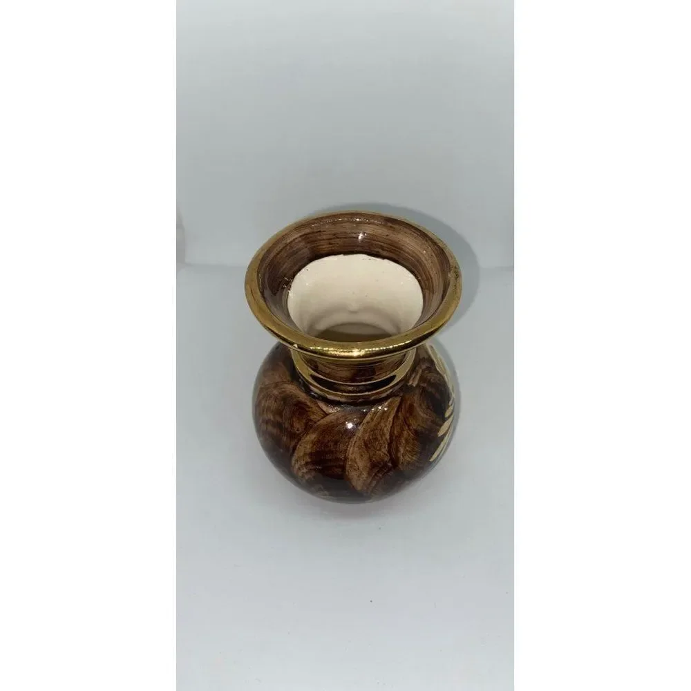 Vintage‎ H Bequet Brown Stag Deer Hand Painted Porcelain Vase Belgium